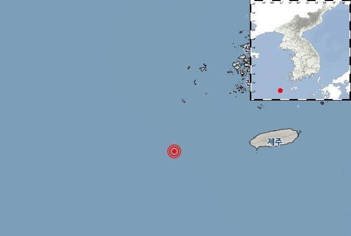 제주 이어도 북쪽 바다서 규모 2.1 지진 발생